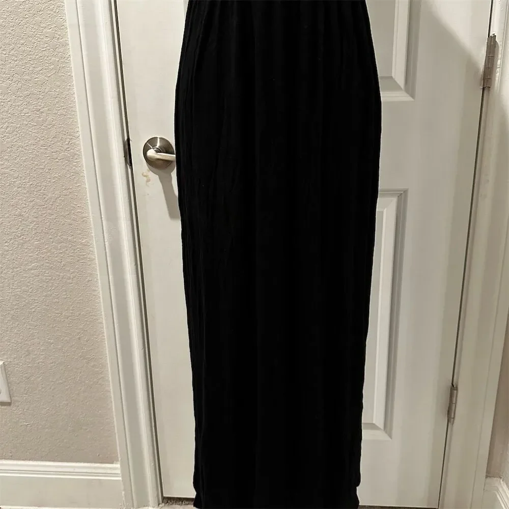 Malloy Women's Black & White Striped Sleeveless Maxi Dress Size L - Picture 3 of 5